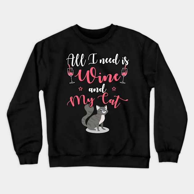 Best Gift Idea for Cat & Wine Lovers Crewneck Sweatshirt by MadArting1557